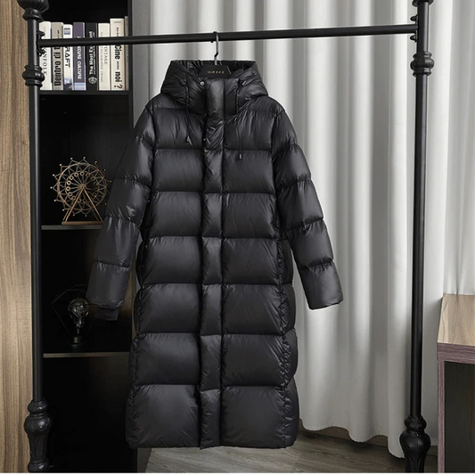 Women's Puffer Jacket Long Hooded Full Zip | Winter