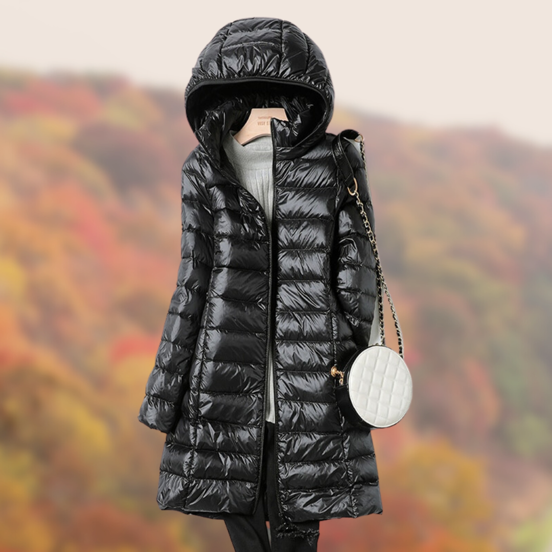 Women's Puffer Jacket Long Hooded Zip Up | Winter