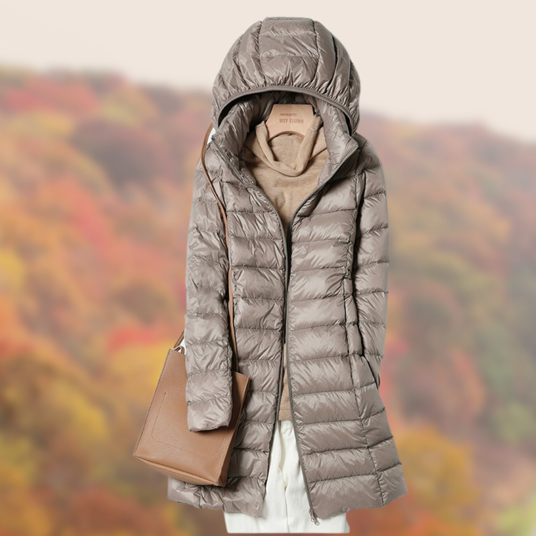 Women's Puffer Jacket Long Hooded Zip Up | Winter