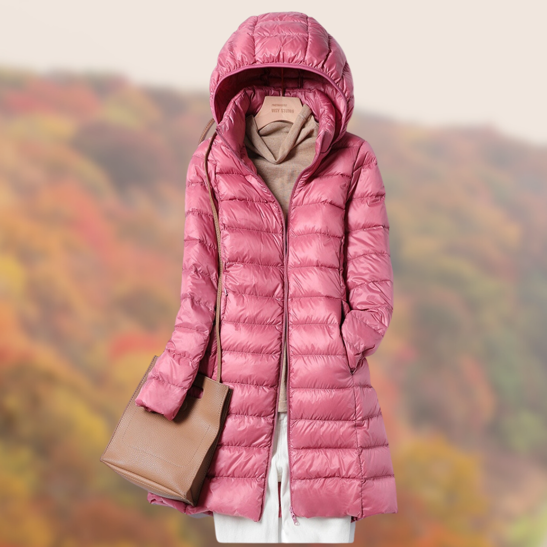 Women's Puffer Jacket Long Hooded Zip Up | Winter