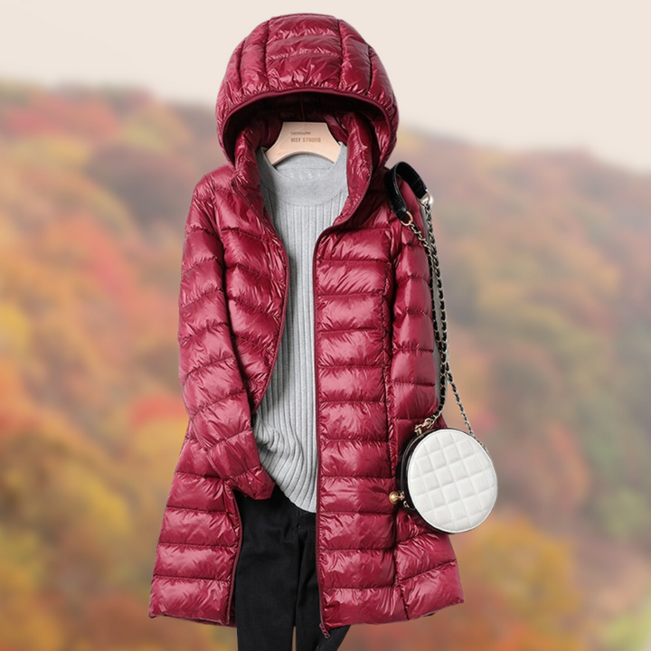 Women's Puffer Jacket Long Hooded Zip Up | Winter