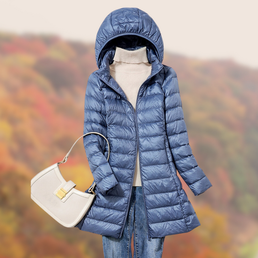 Women's Puffer Jacket Long Hooded Zip Up | Winter