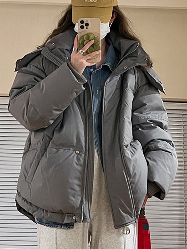 Women's Puffer Jacket Oversized with Hood | Zip Up