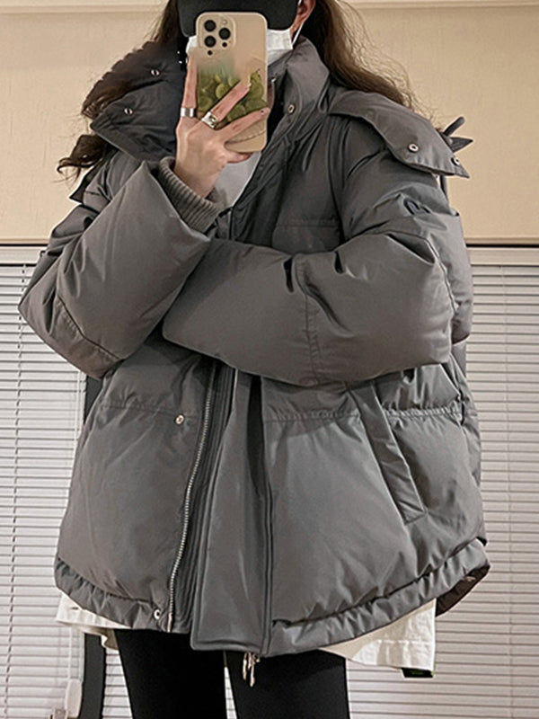 Women's Puffer Jacket Oversized with Hood | Zip Up