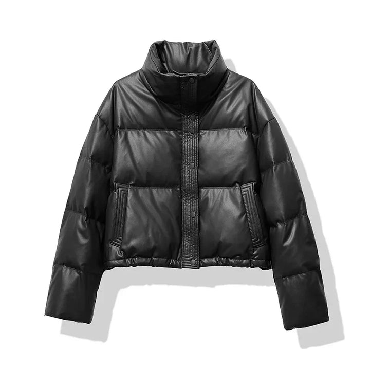 Women's Puffer Jacket Stand Collar | Cropped