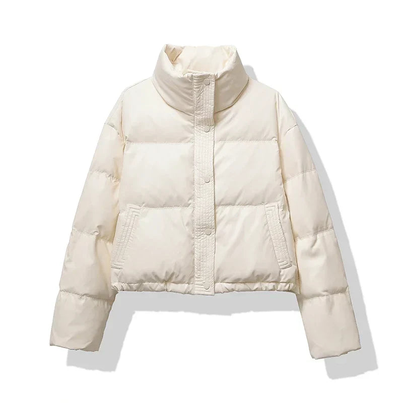 Women's Puffer Jacket Stand Collar | Cropped
