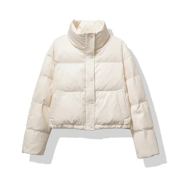 Women's Puffer Jacket Stand Collar | Cropped