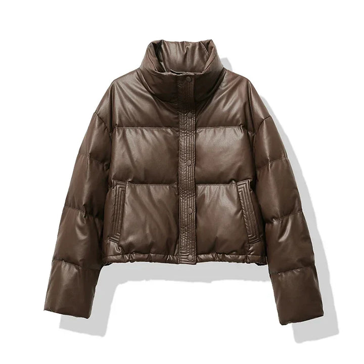 Women's Puffer Jacket Stand Collar | Cropped