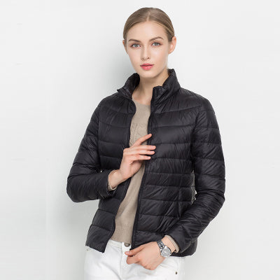 Women's Puffer Jacket Stand Collar Zip Up | Quilted