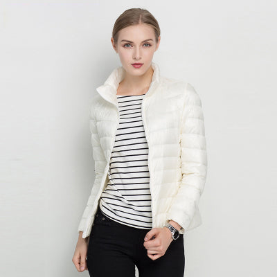 Women's Puffer Jacket Stand Collar Zip Up | Quilted