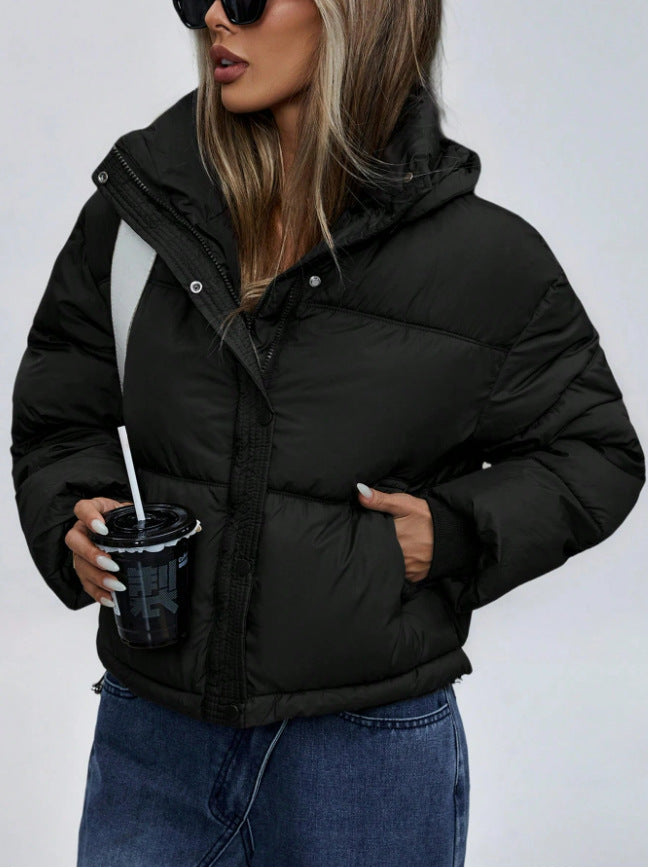 Women's Puffer Jacket Stand Collar Zip Up | Short