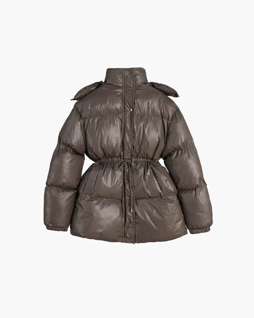 Women's Puffer Jacket with Hood & Drawstring Waist | Zip Up
