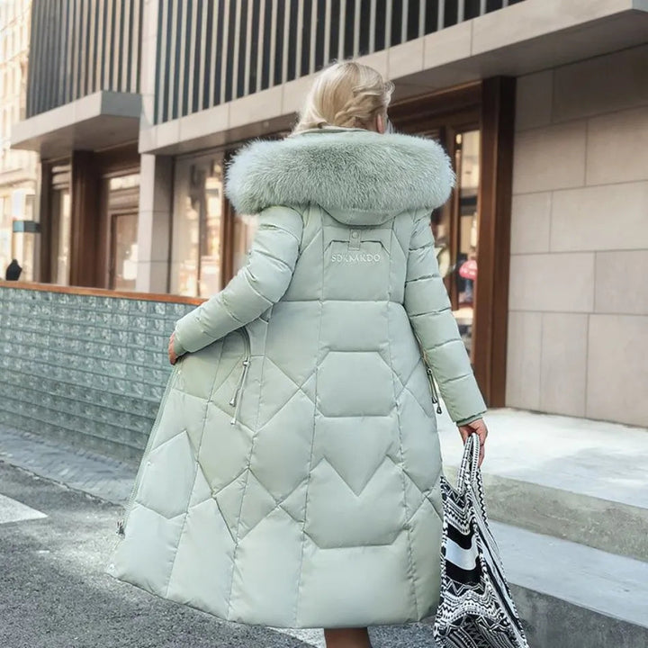 Women's Quilted Coat with Fur Hood & Padded Style | Oversized