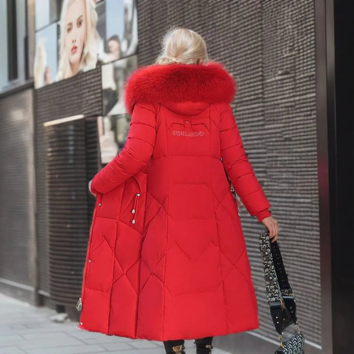 Women's Quilted Coat with Fur Hood & Padded Style | Oversized