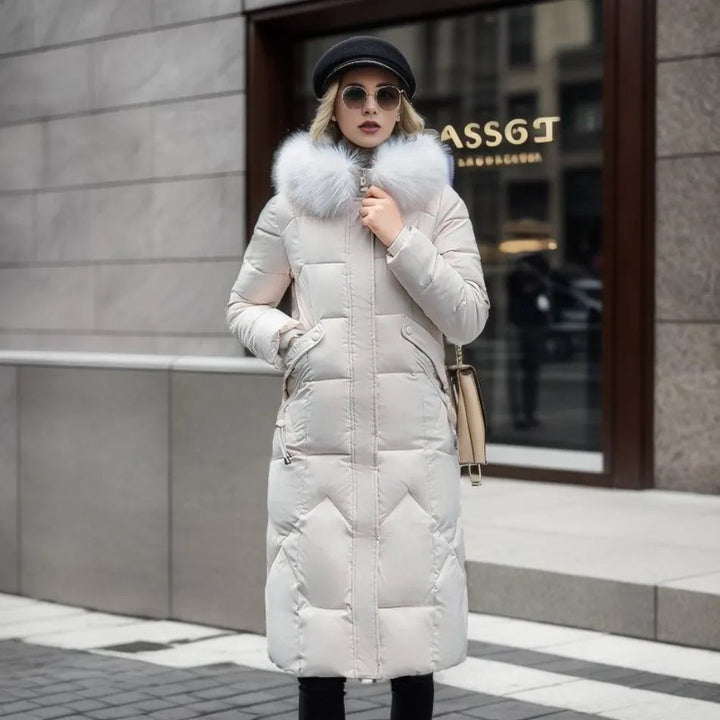 Women's Quilted Coat with Fur Hood & Padded Style | Oversized