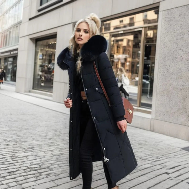Women's Quilted Coat with Fur Hood & Padded Style | Oversized