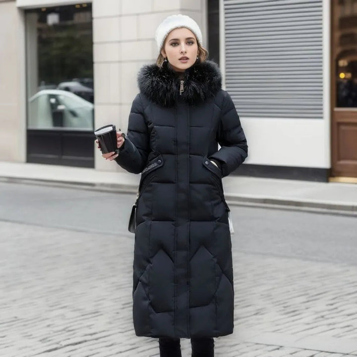 Women's Quilted Coat with Fur Hood & Padded Style | Oversized