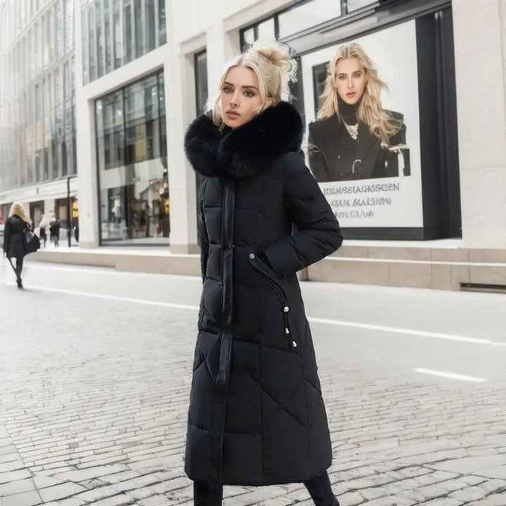 Women's Quilted Coat with Fur Hood & Padded Style | Oversized