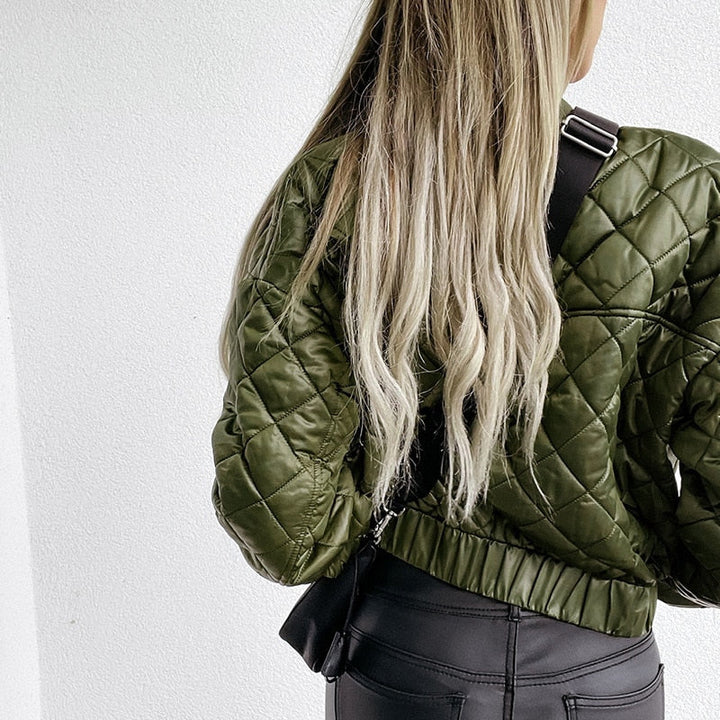 Women's Quilted Jacket Cropped Zip | Puffer Style