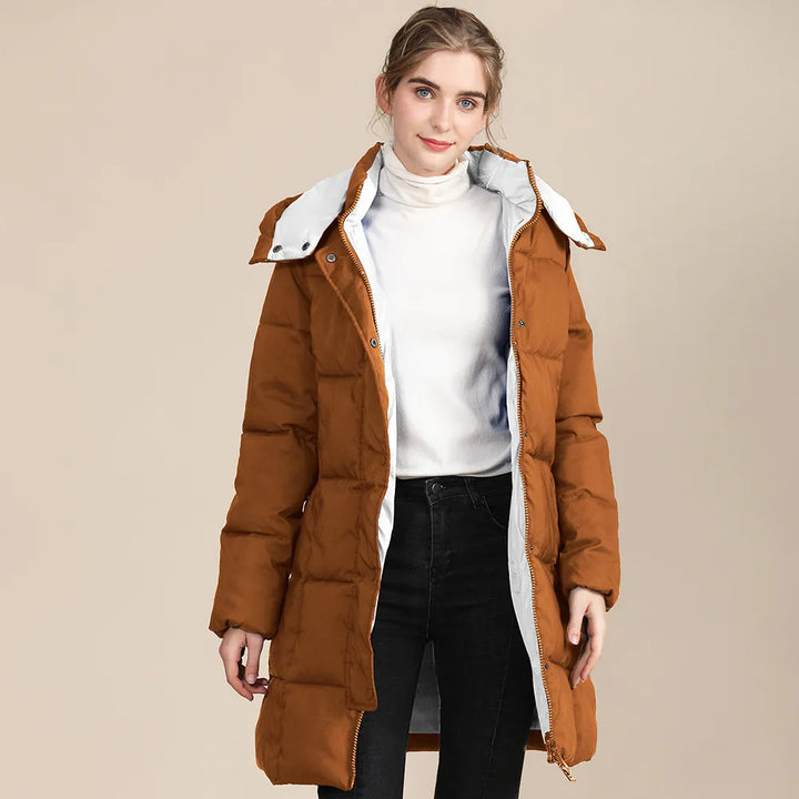 Women's Quilted Jacket Long Hooded | Puffer Style