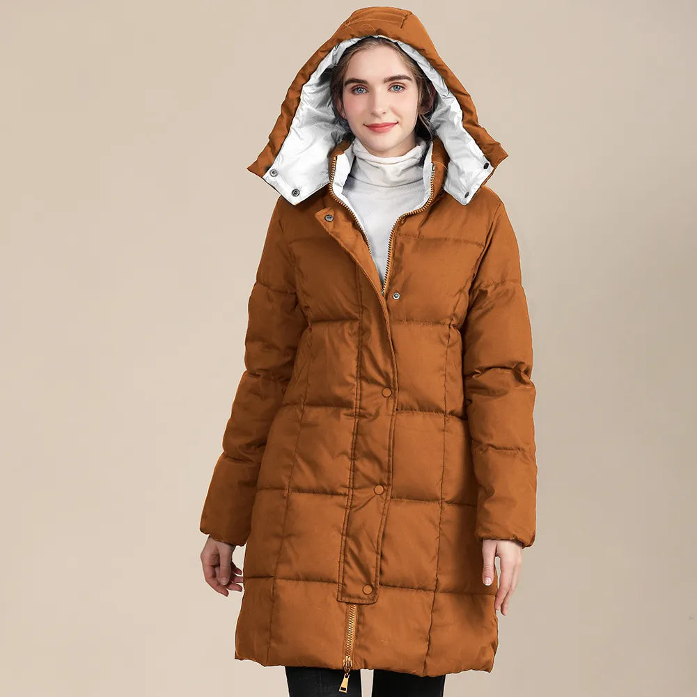 Women's Quilted Jacket Long Hooded | Puffer Style