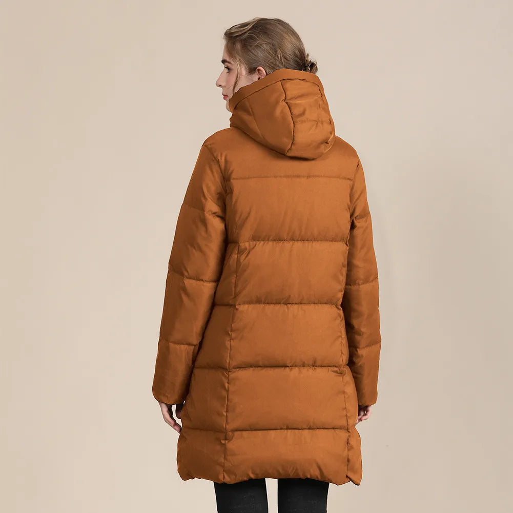 Women's Quilted Jacket Long Hooded | Puffer Style