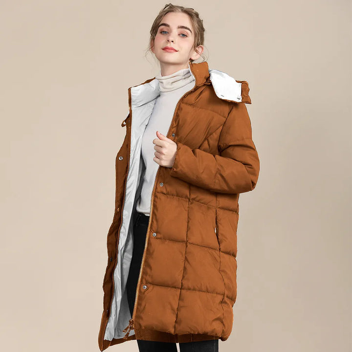 Women's Quilted Jacket Long Hooded | Puffer Style