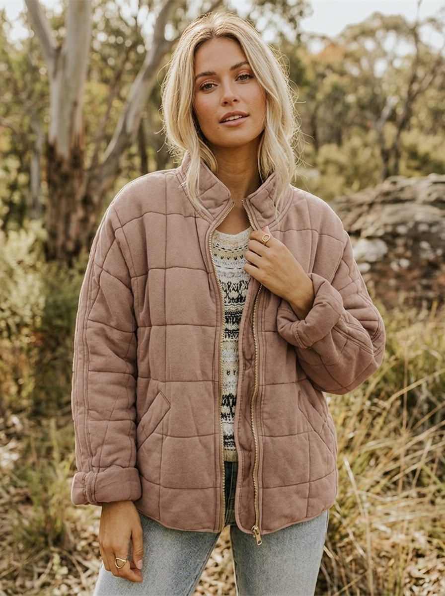 Women's Quilted Jacket Zip Front | Casual Style