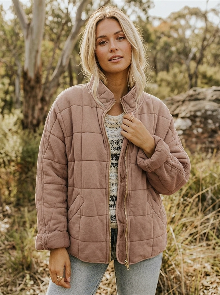 Women's Quilted Jacket Zip Front | Casual Style