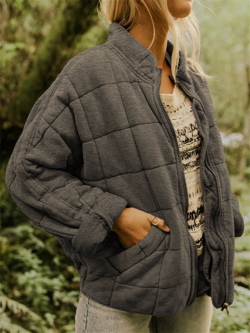 Women's Quilted Jacket Zip Front | Casual Style