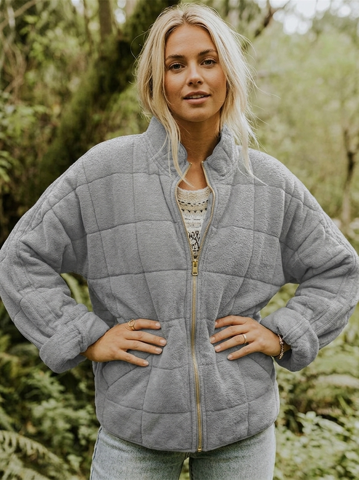 Women's Quilted Jacket Zip Front | Casual Style