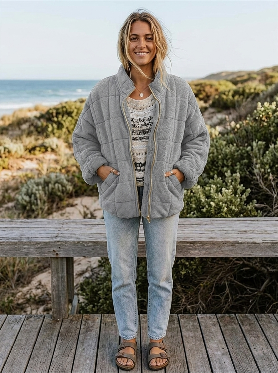 Women's Quilted Jacket Zip Front | Casual Style