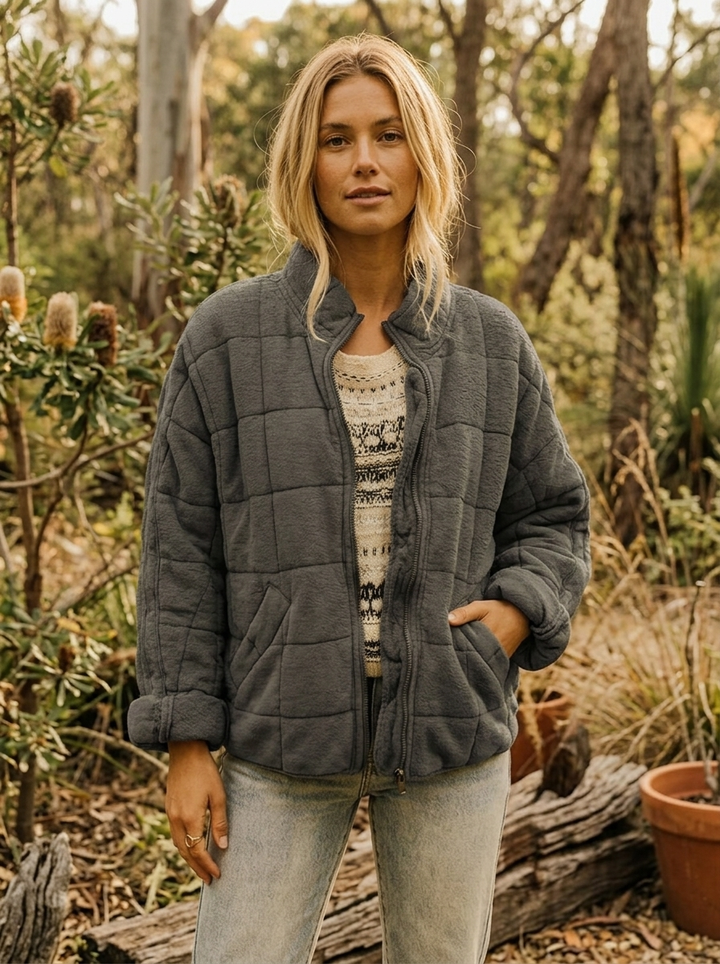 Women's Quilted Jacket Zip Front | Casual Style
