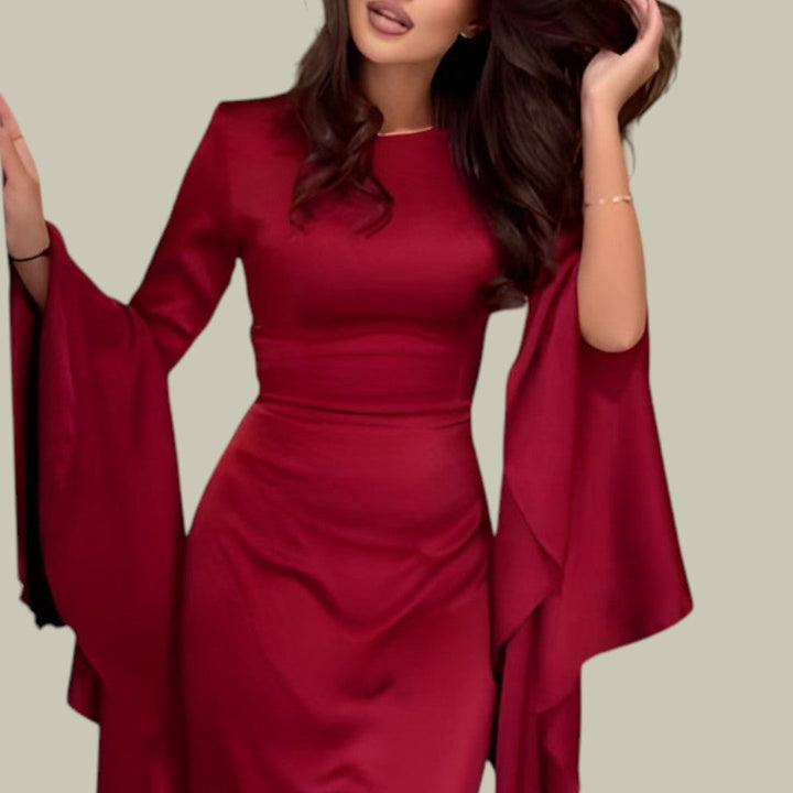 Women's Red Dress Long Sleeve Maxi | Bell Sleeves