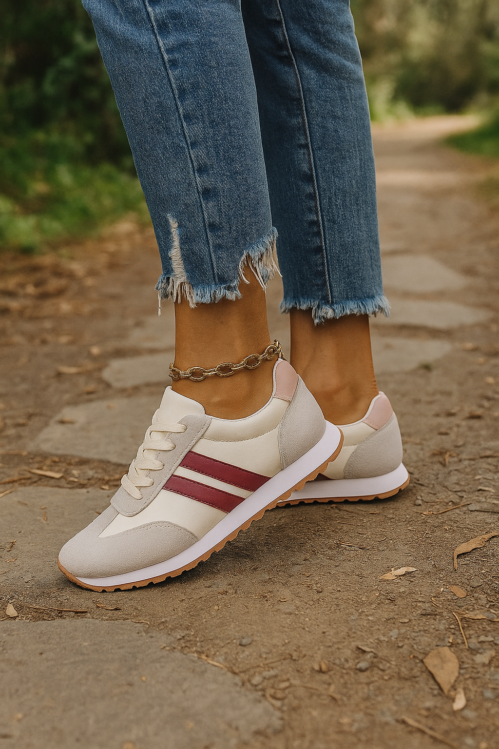 Women's Running Sneakers Contrast Stripe Lace-Up | Sport Shoes