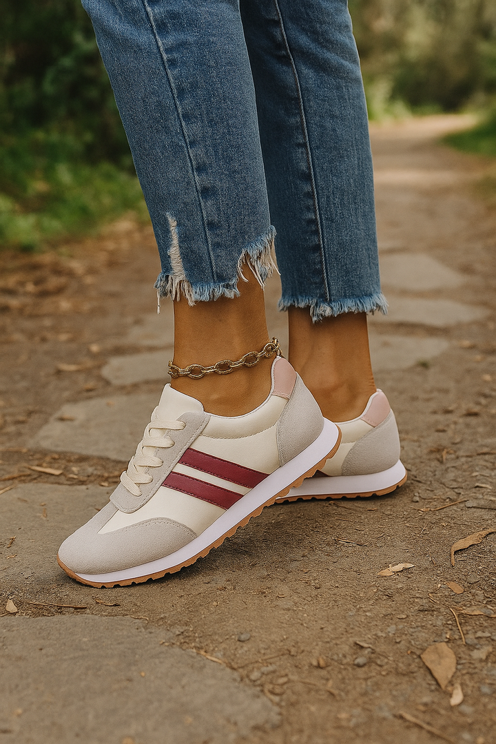 Women's Running Sneakers Contrast Stripe Lace-Up | Sport Shoes