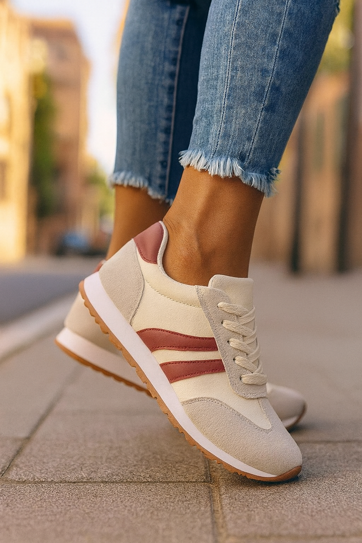 Women's Running Sneakers Contrast Stripe Lace-Up | Sport Shoes