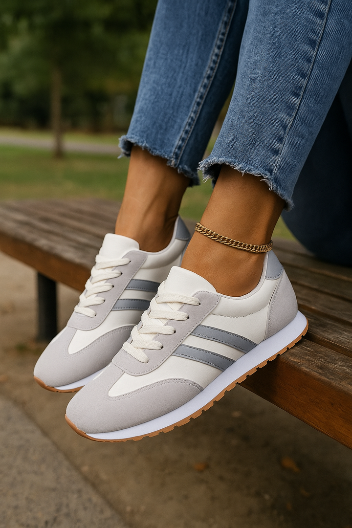 Women's Running Sneakers Contrast Stripe Lace-Up | Sport Shoes