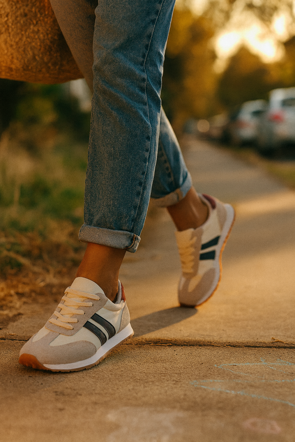 Women's Running Sneakers Contrast Stripe Lace-Up | Sport Shoes