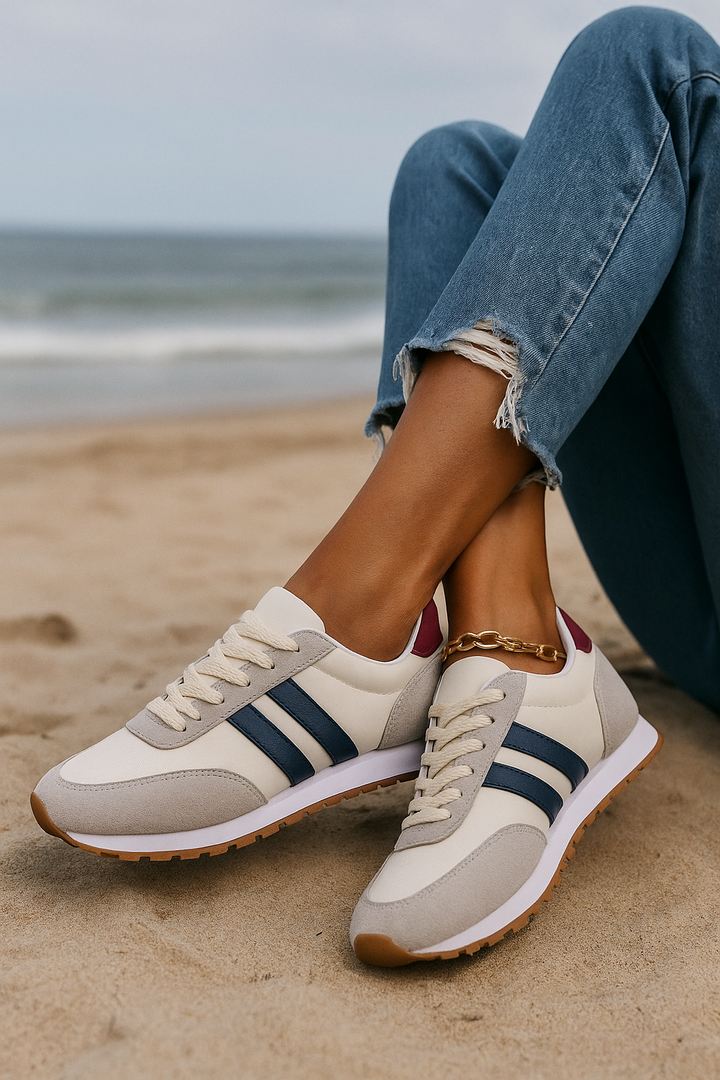 Women's Running Sneakers Contrast Stripe Lace-Up | Sport Shoes