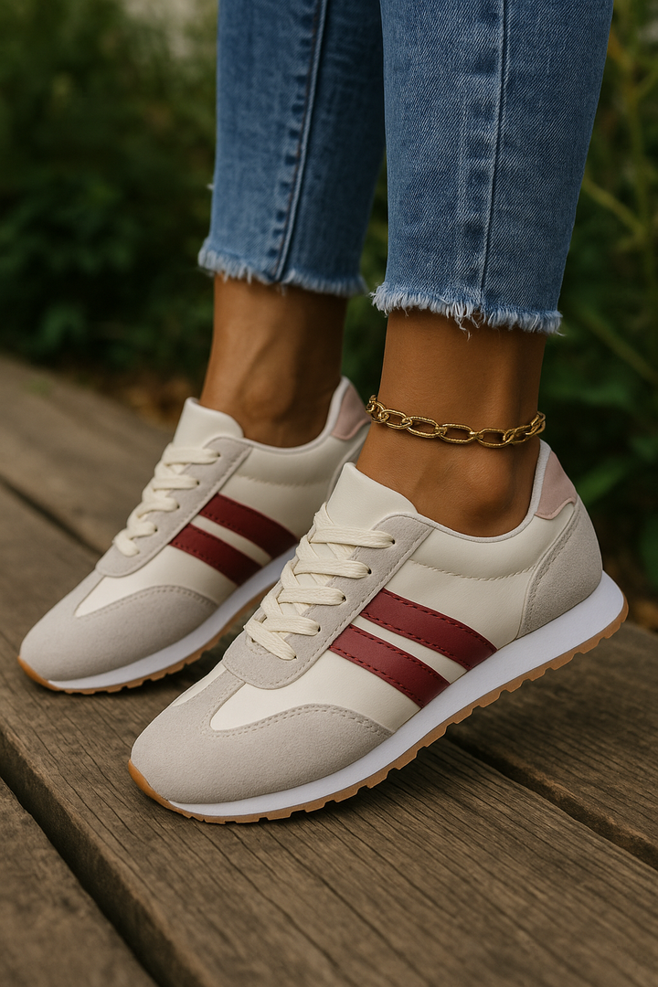 Women's Running Sneakers Contrast Stripe Lace-Up | Sport Shoes
