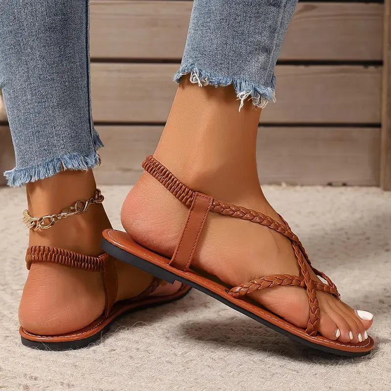 Women's Sandals Braided Strap | Summer Footwear