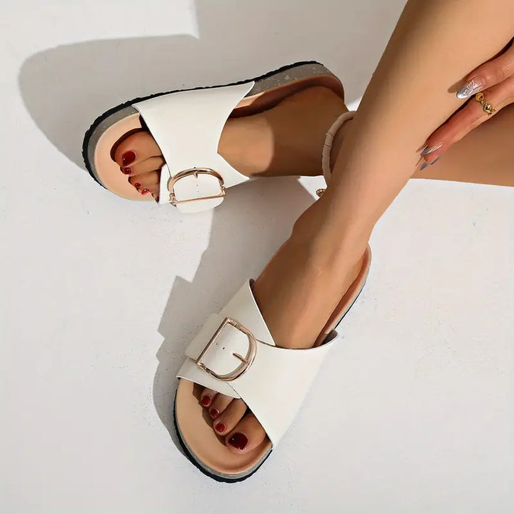 Women's Sandals Buckle Detail | Flat Shoes