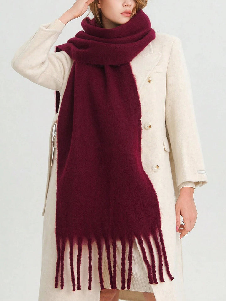 Women's Scarf with Tassel Trim & Oversized Drape | Winter