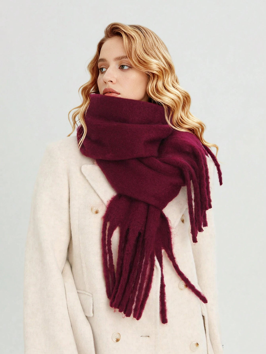 Women's Scarf with Tassel Trim & Oversized Drape | Winter