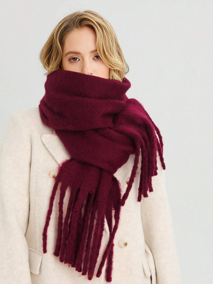 Women's Scarf with Tassel Trim & Oversized Drape | Winter