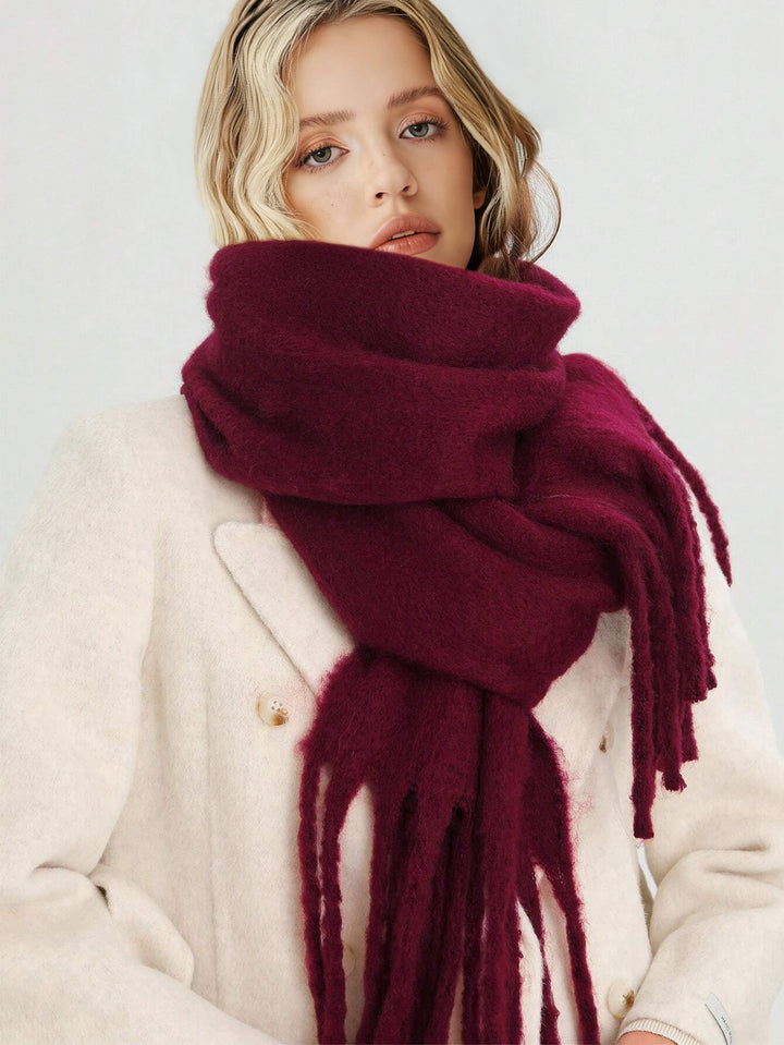 Women's Scarf with Tassel Trim & Oversized Drape | Winter