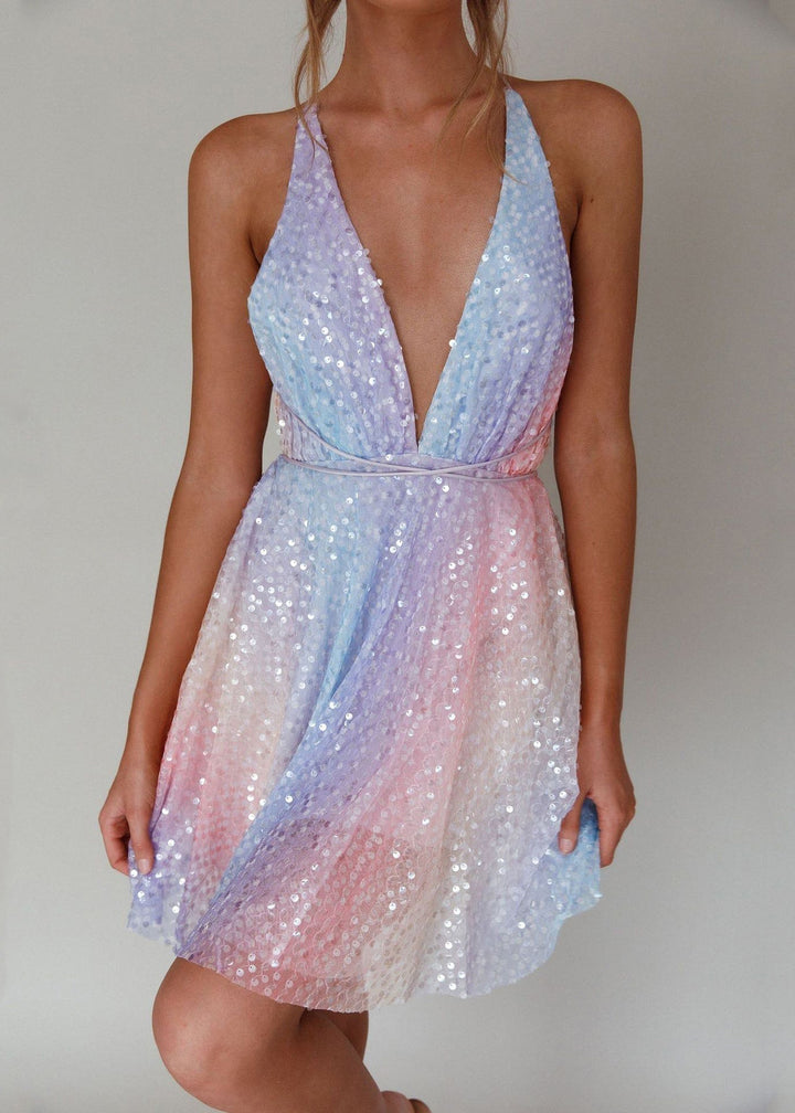 Women’s Sequin Dress Deep V Mini | Party