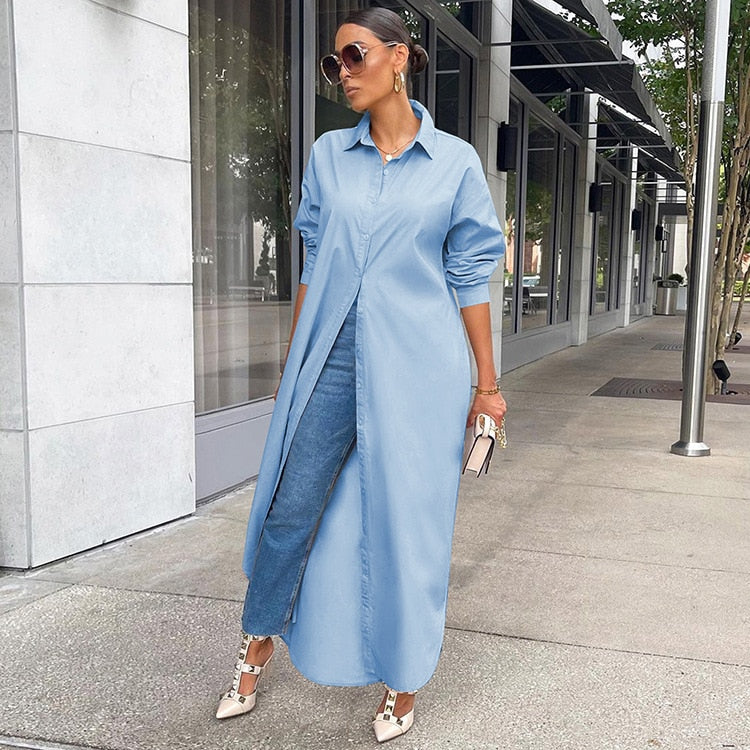 Women’s Shirt Dress Button Down Long Sleeve | Maxi