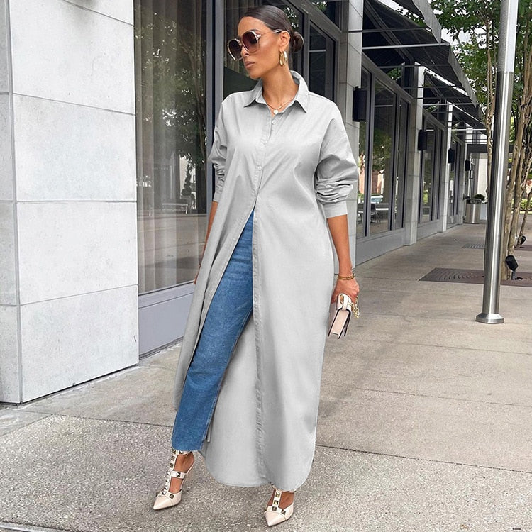 Women’s Shirt Dress Button Down Long Sleeve | Maxi